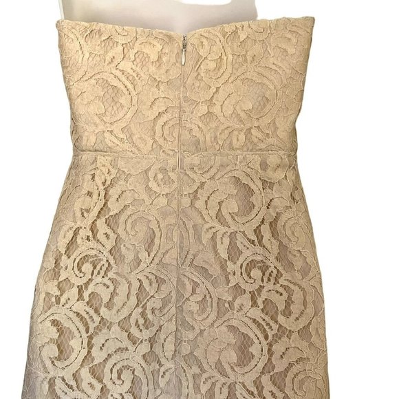 J.CREW “KELSEY” ECRU CHAMPAGNE LEAVER LACE SHEATH DRESS SIZE 4 - Picture 8 of 14